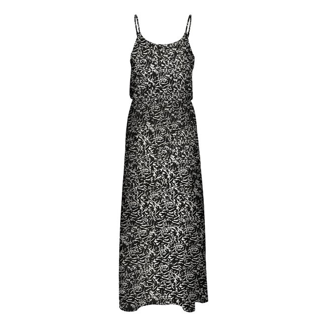 Maxikleid mit Blumenmuster schwarz/weiss bedruckt <span itemprop=