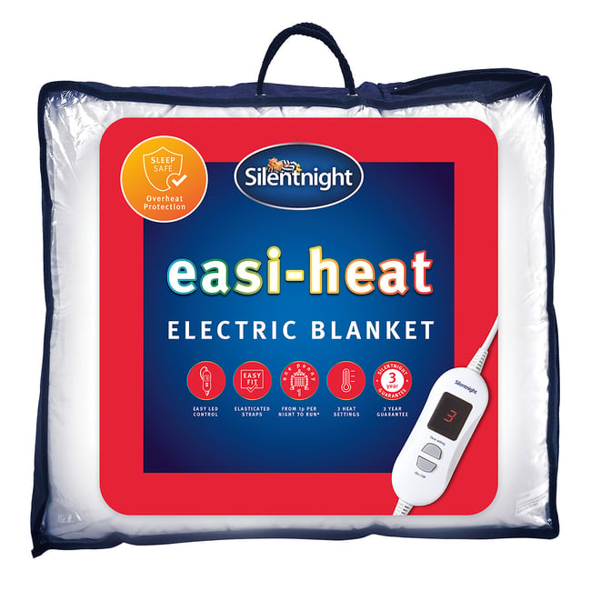 Double Easi-Heat Microfleece Electric Blanket, white, SILENTNIGHT