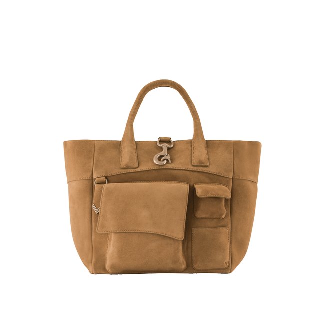 Sac cabas Working cuir velours marron clair <span itemprop=