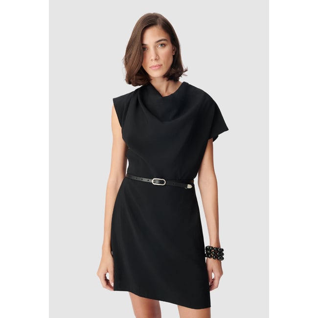 Robe courte col bénitier noir <span itemprop=