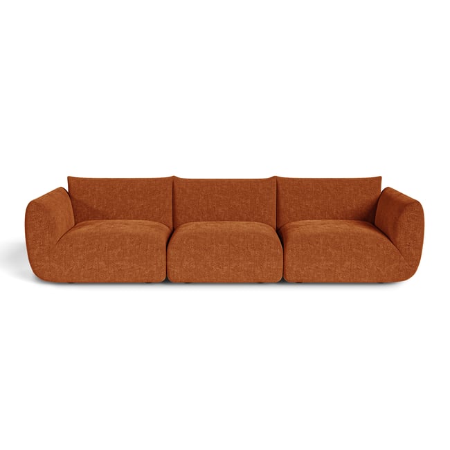 Canapé modulable 5 places en velours chenillé NOOMA Couleur terracotta <span itemprop=