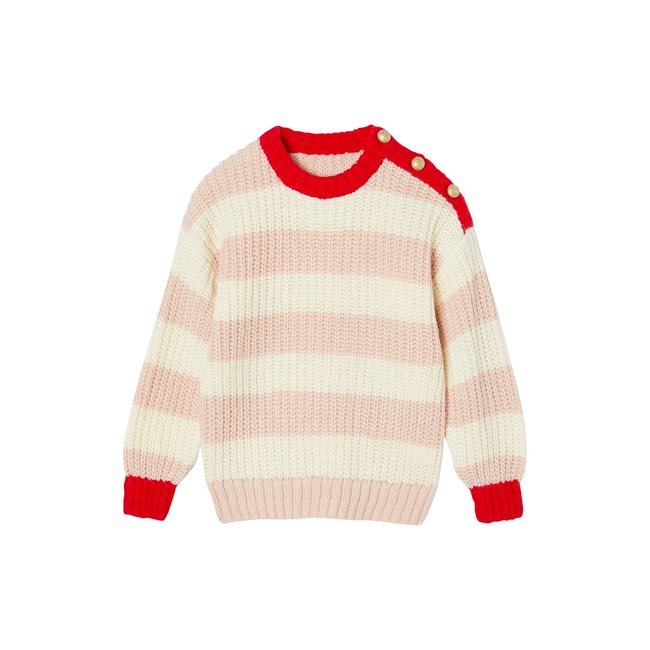 Pull à rayures matchy matchy capsule famille rayé rose <span itemprop=