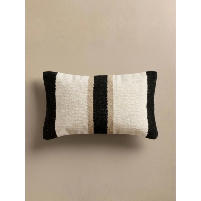 Coussin 80% Laine - 20% Coton Rayures -PRIS beige <span itemprop=
