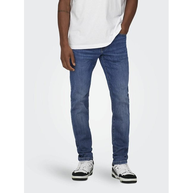 Weft Straight Jeans in Mid Rise, mid blue, ONLY & SONS