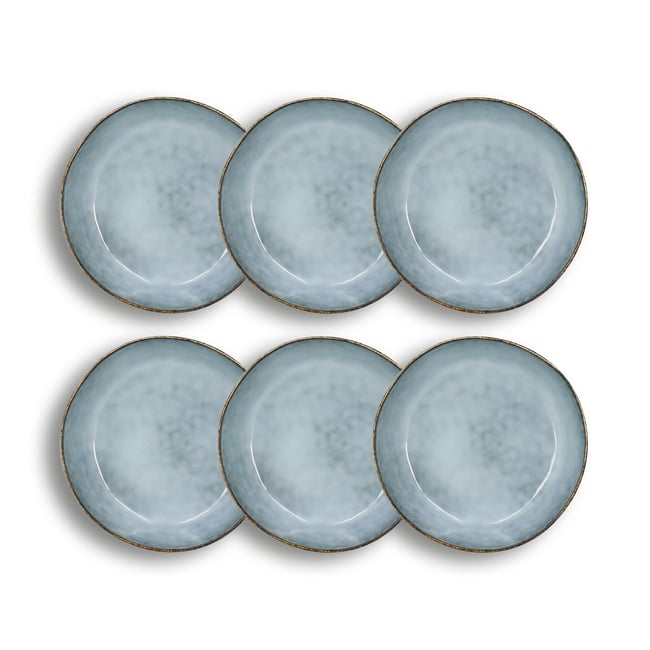 Lot de 6 assiettes coupes en grès 15,5cm, ARONAL Couleur bleu <span itemprop=