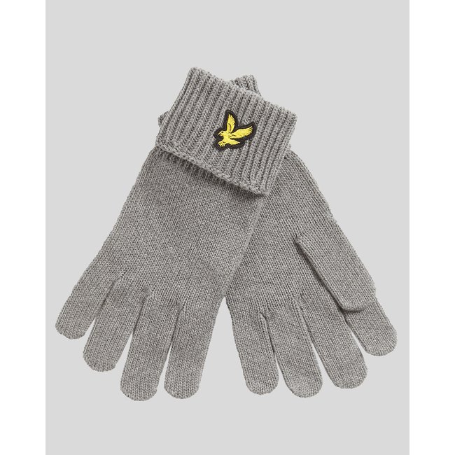 Gants en mélange de laine mid gris chiné <span itemprop=