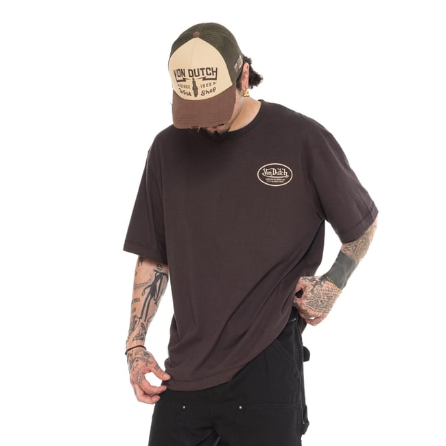 Tee shirt coton JOSE marron/beige/vert <span itemprop=