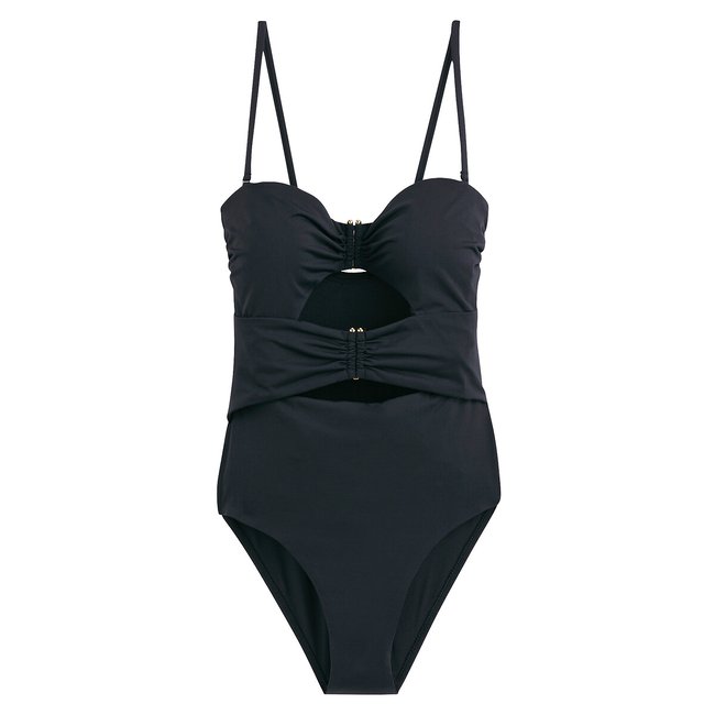 Bustier badpak, uitsnijdingen vooraan <span itemprop=