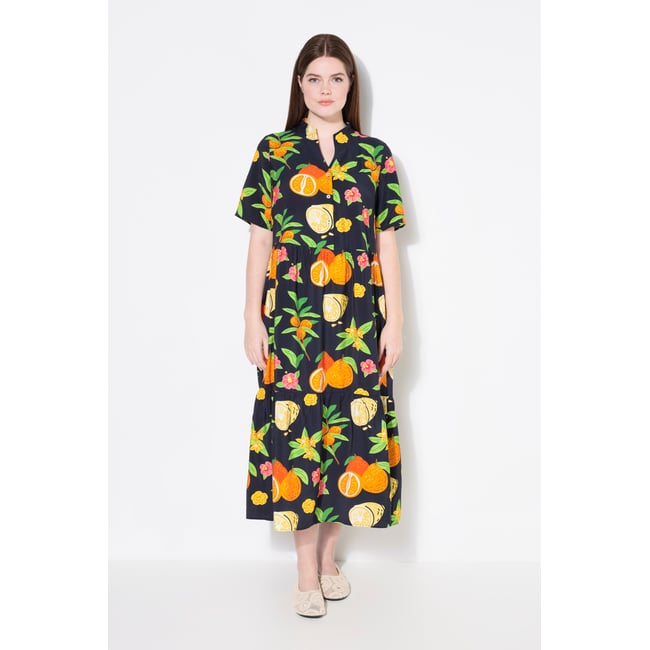 Robe maxi à base volantée. Col cygne - ULLA POPKEN