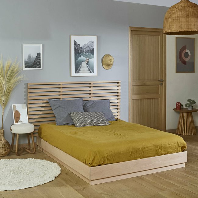 Lit Bois massif  BAYA Couleur bois naturel <span itemprop=