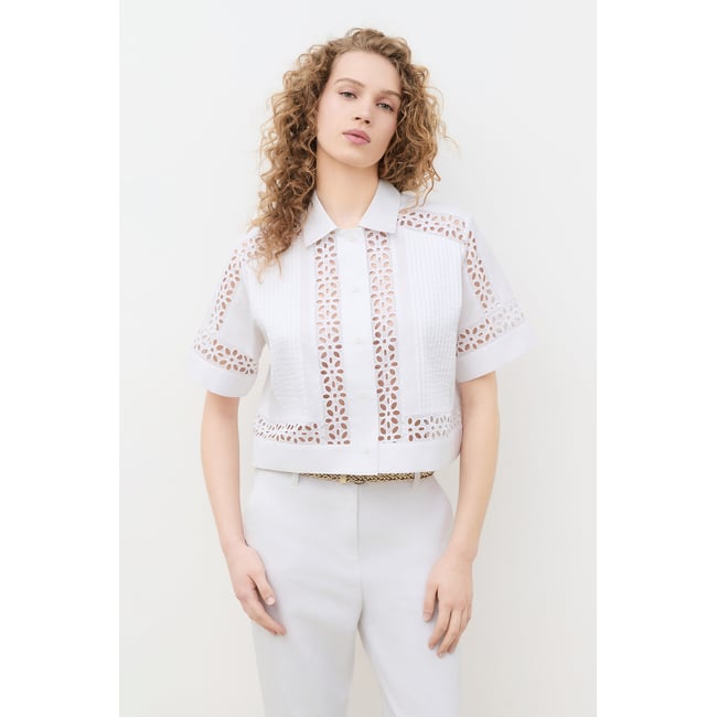 Chemise droite cropped CHANTILLY blanc <span itemprop=