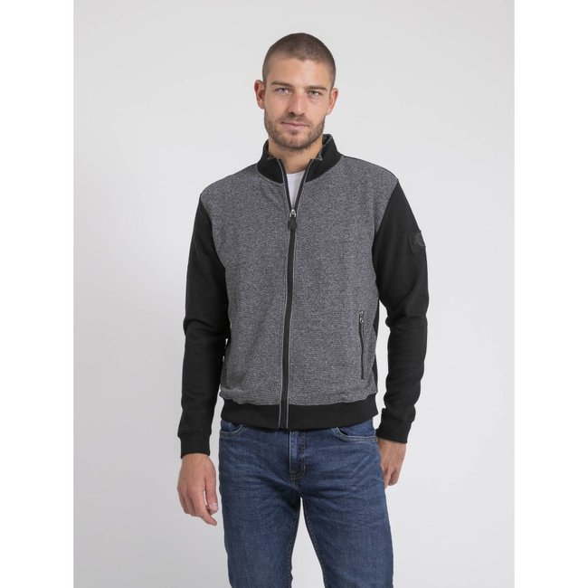 Gilet Zippé Col Montant Bi-matière Wilofti noir <span itemprop=