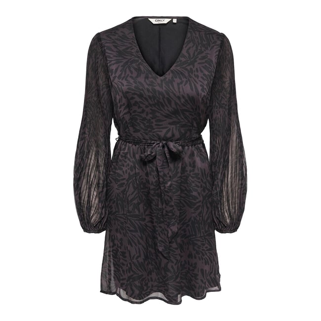 Robe courte imprimée avec ceinture imprimé marron <span itemprop=