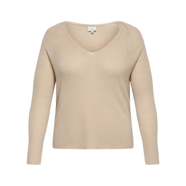 Pull beige uni pourvu d'une coupe droite et de manches longues beige <span itemprop=