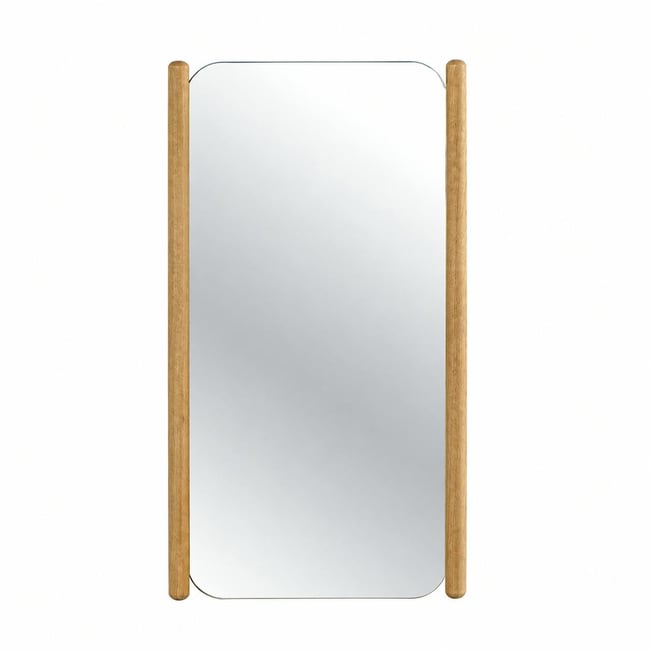Miroir d'entrée vertical - baguettes latérales bois IENA Couleur bois naturel <span itemprop=