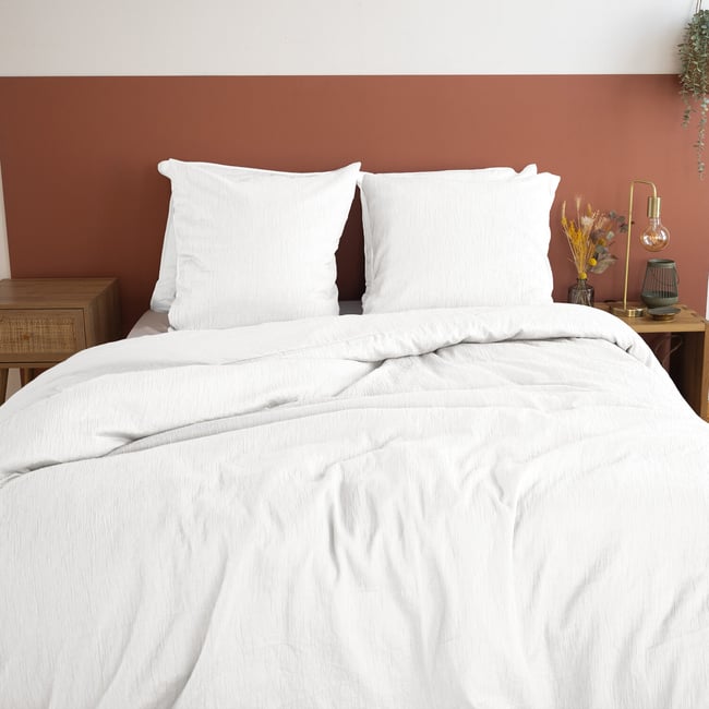 Parure housse de couette microfibre bitexturée unie, ASTRAL - C DESIGN HOME TEXTILE