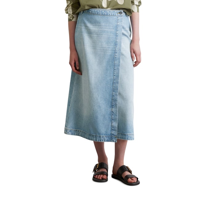 Jupe en jean paréo regular en mélange TENCEL™ Lyocell nleu clair <span itemprop=