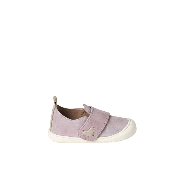 Chaussons scratchés bébé en cuir souple rose <span itemprop=