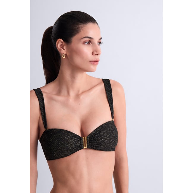 Haut de maillot de bain Bandeau coques amovibles Golden Horizon noir <span itemprop=