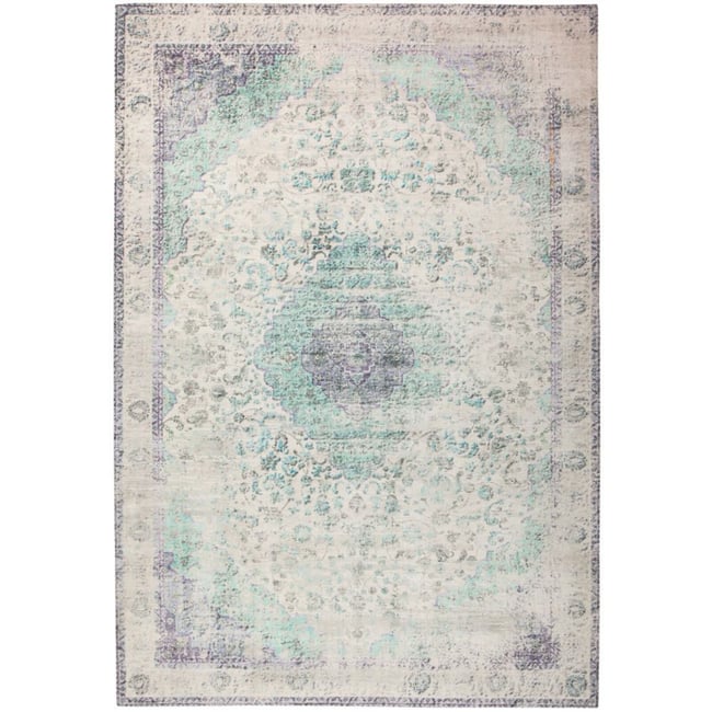 Tapis rectangulaire tissé main en acrylique vintage 8401 Couleur gris <span itemprop=
