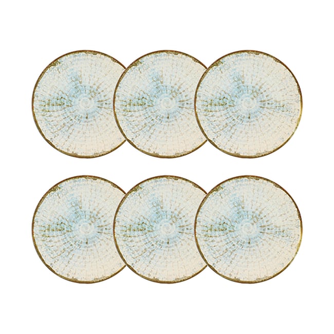 Lot de 6 assiettes plates 26cm en faïence, MINERAL Couleur bleu-gris <span itemprop=