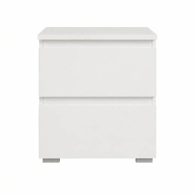 Table de nuit blanche 2 tiroirs ALVA Couleur blanc <span itemprop=