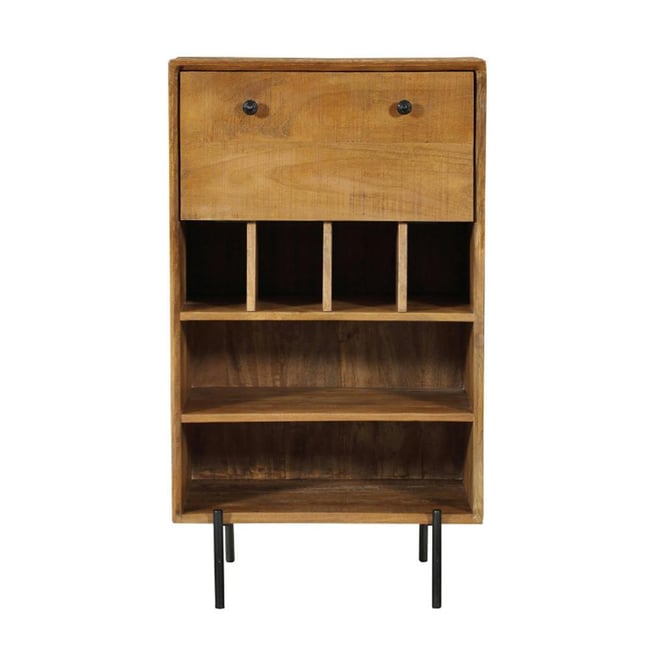 Meuble bar en bois de manguier 1 abattant ALMA Couleur bois naturel <span itemprop=