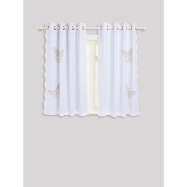 Rideaux occultants à œillets papillon floral blanc <span itemprop=