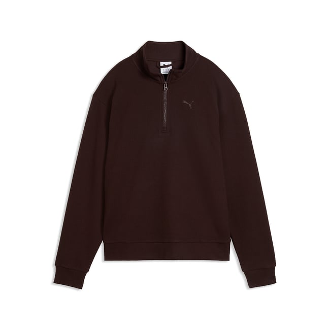 Sweatshirt mit halbem Reissverschluss ESSENTIALS ELEVATED schokolade <span itemprop=