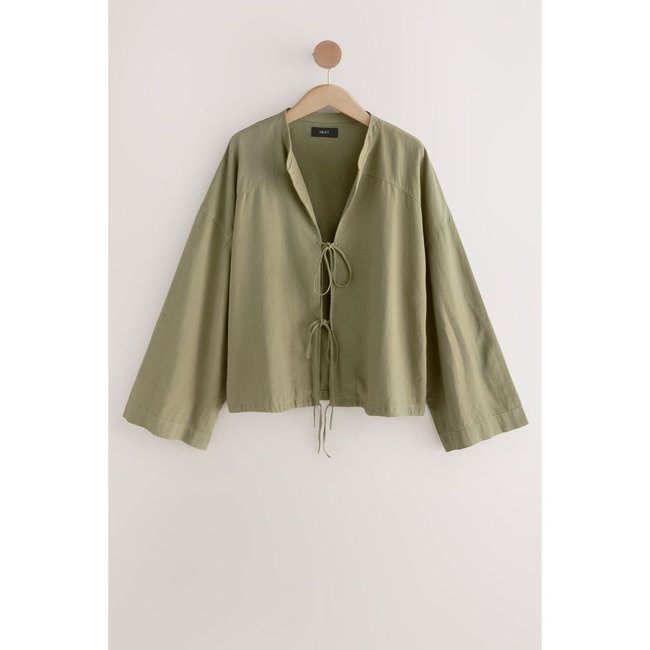 Tunique en lin vert olive <span itemprop=