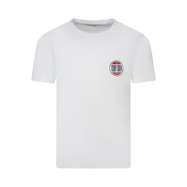 T-shirt en coton blanc uni avec une coupe droite et un col rond blanc <span itemprop=