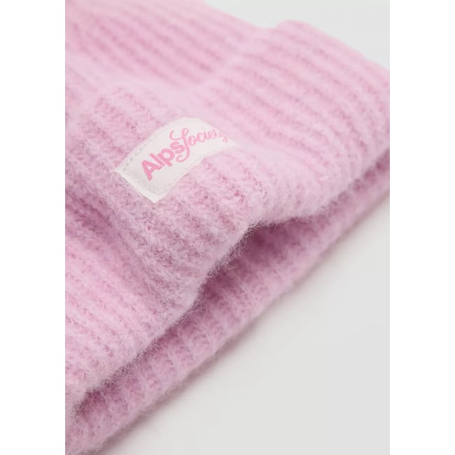 Bonnet maille côtelée rose <span itemprop=