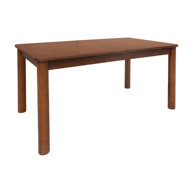 Table à manger rectangulaire extensible bois d'hévéa et placage chêne 6 à 10 places SOLENE Couleur noyer <span itemprop=