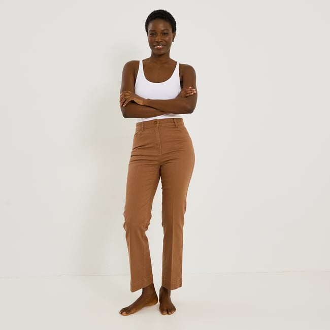 Jean bootcut raccourci TROPEZ RB02 marron <span itemprop=