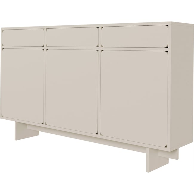 Buffet bas 3 portes 3 tiroirs collection WUWU Couleur gris beige sable <span itemprop=