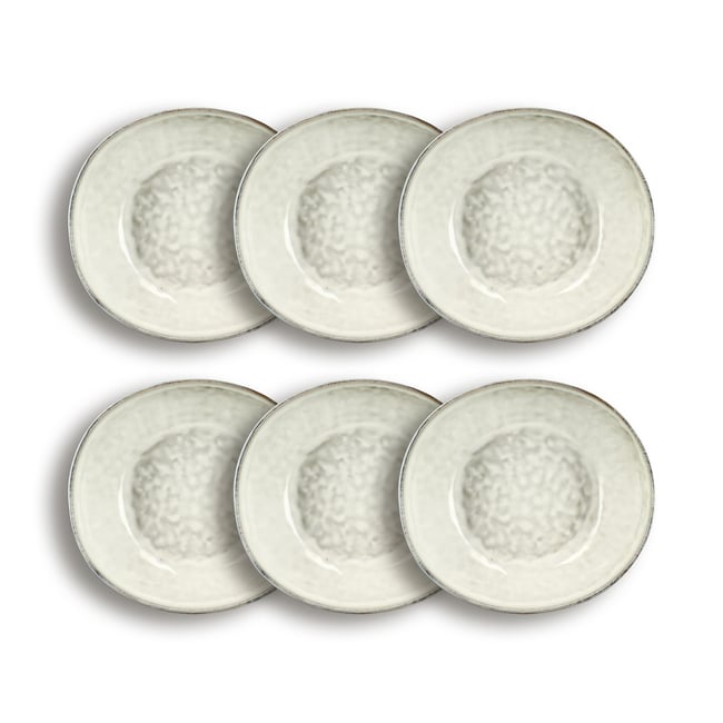 Lot de 6 assiettes creuses en grès 21cm, BORAL Couleur beige <span itemprop=