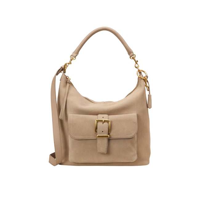 Sac à main en cuir de vachette velours doux marron clair <span itemprop=