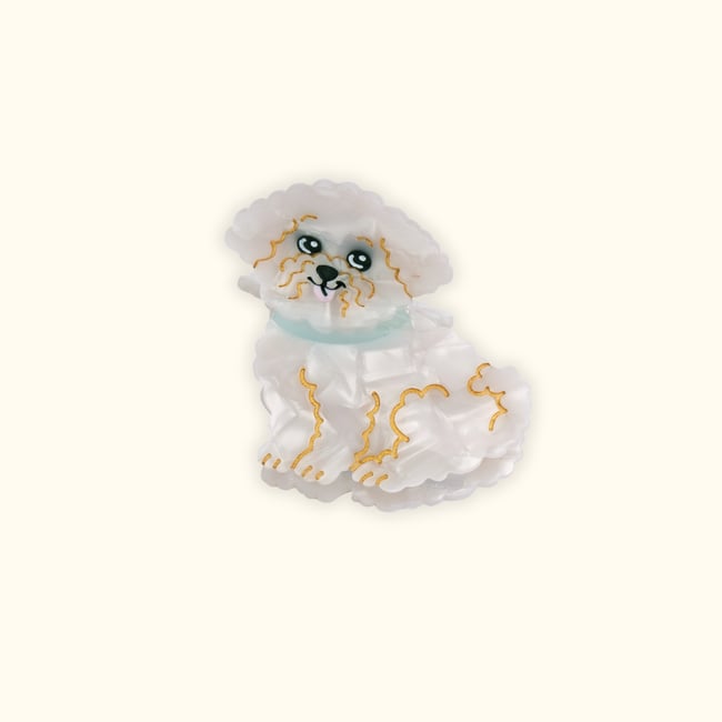Pince à cheveux BICHON blanc nacré <span itemprop=