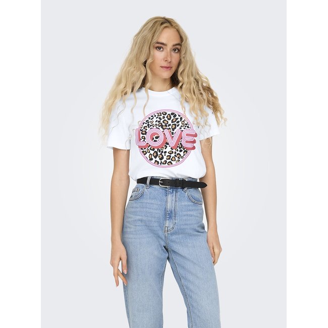 T-shirt manches courtes blanc love <span itemprop=