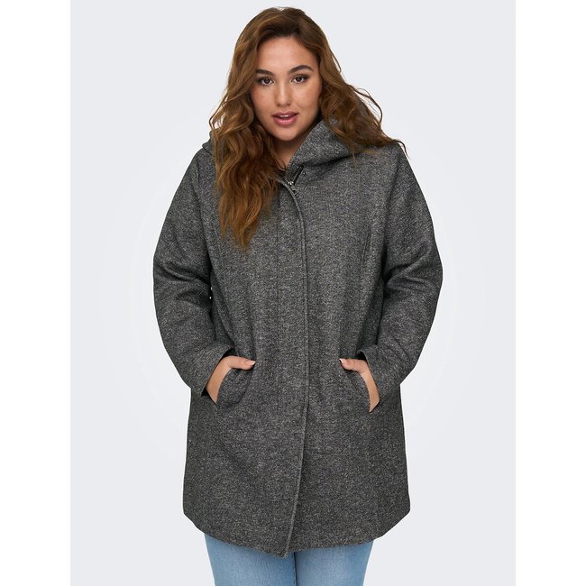 Lightweight Coat with Oversize Hood, light grey, ONLY CARMAKOMA