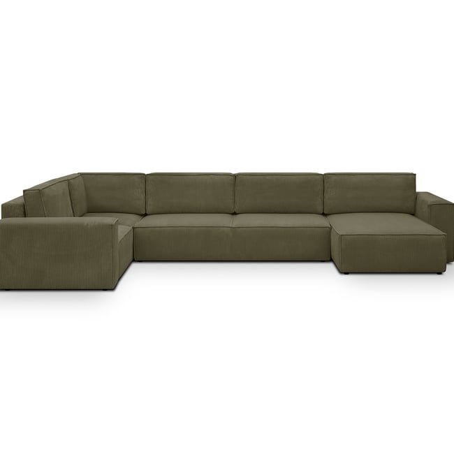 Canapé d'angle gauche convertible 8 places en velours côtelé - HARPER MOD - HOMIFAB