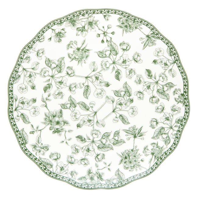 Lot de 6 assiettes dessert rondes en porcelaine LISIERE Couleur vert <span itemprop=