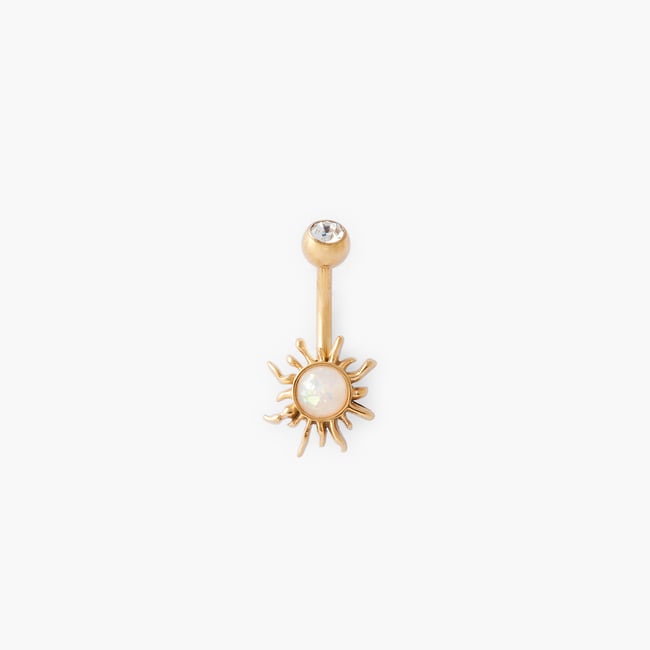 Piercing stud pour nombril soleil doré <span itemprop=