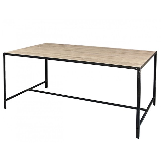 Table Salle à Manger en Bois et Métal Style Industriel - 150x80cm Couleur bois <span itemprop=
