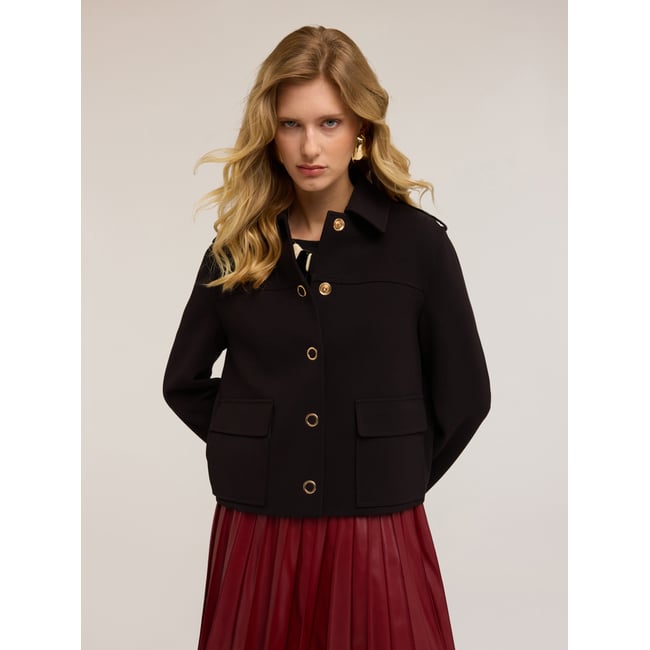 Veste en mélange de viscose avec pattes noir <span itemprop=