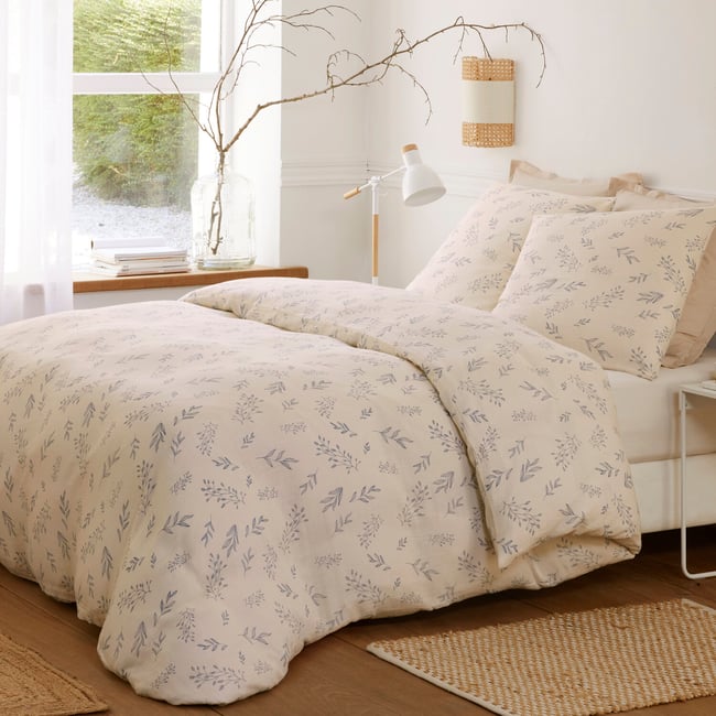 Parure housse de couette 100% gaze de coton imprimé liveo multicolore <span itemprop=