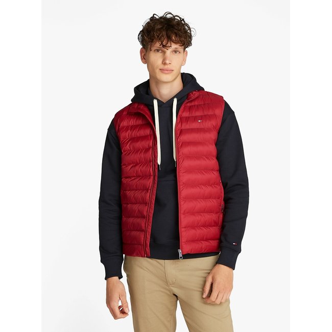 Doudoune packable sans manches rouge <span itemprop=