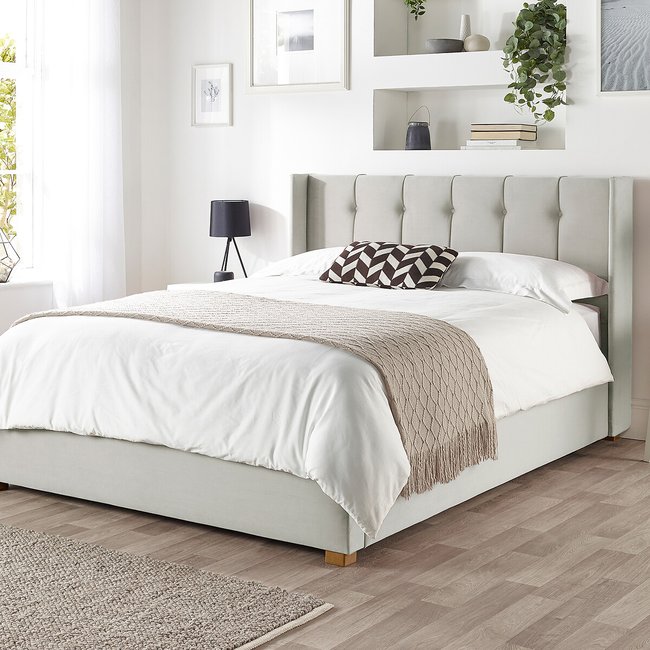 Utopia Velvet Ottoman Storage Bed with Upholstered Winged Headboard - CATHERINE LANSFIELD