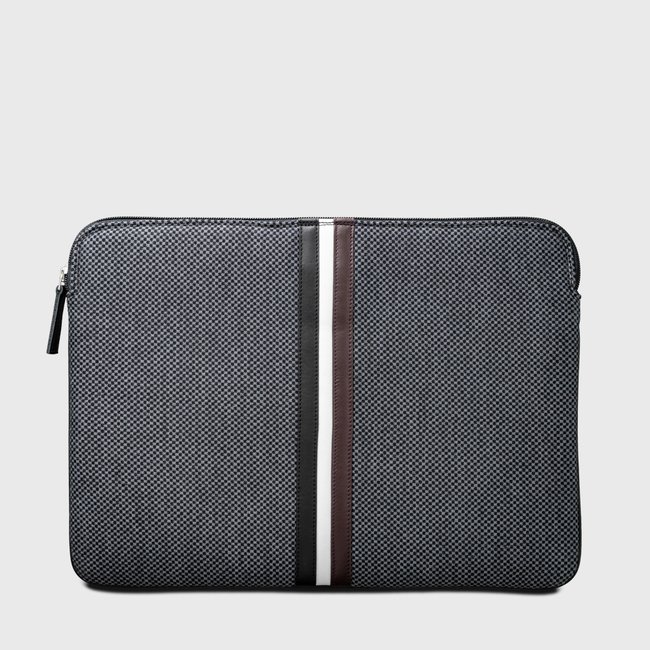 E2R Pochette ordinateur 15 pouces originale tissu gris blanc noir gris <span itemprop=