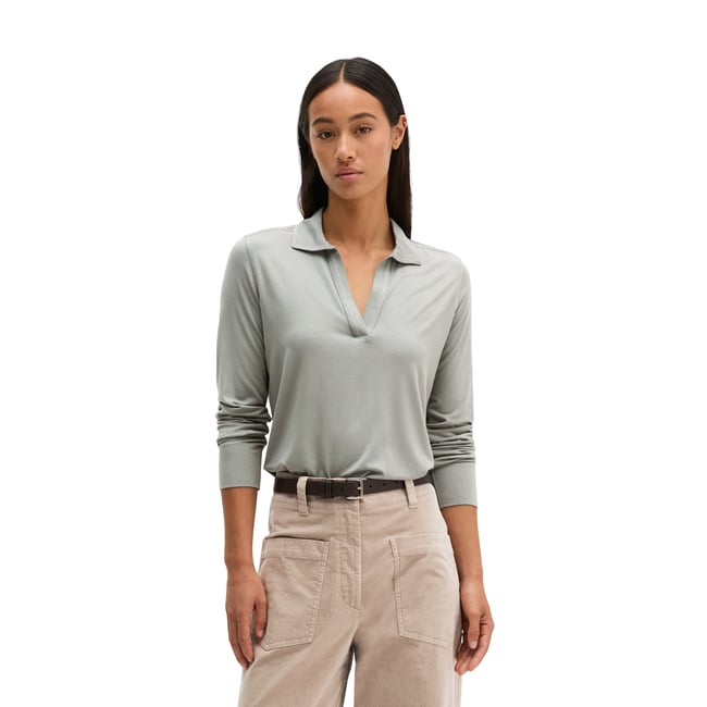 Blouse en jersey style polo regular en mélange viscose-modal - MARC O'POLO